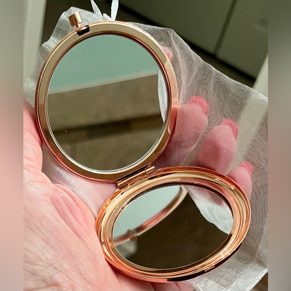 Small Round Compact Mirror for Purse, Travel, etc.